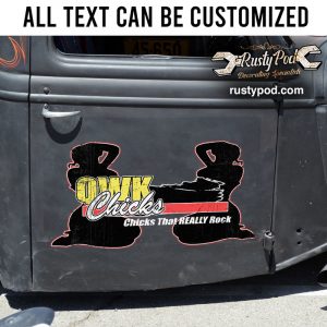 Personalized pinup girl garage lettering sticker