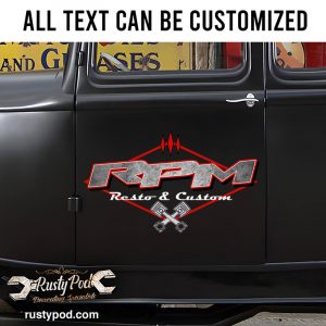Personalized restor and custom garage lettering sticker 11097