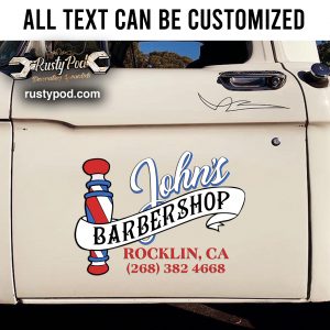Personalized barber shop lettering sticker