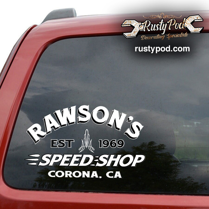 Personalized speed shop hot rod sticker 11450 - Rustypod Store