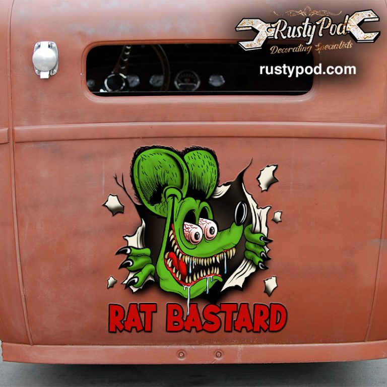 Personalized rat fink hot rod sticker 11471 - Rustypod Store