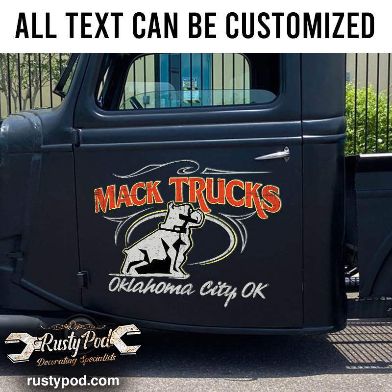 Personalized mack truck pinstriping sticker 11556