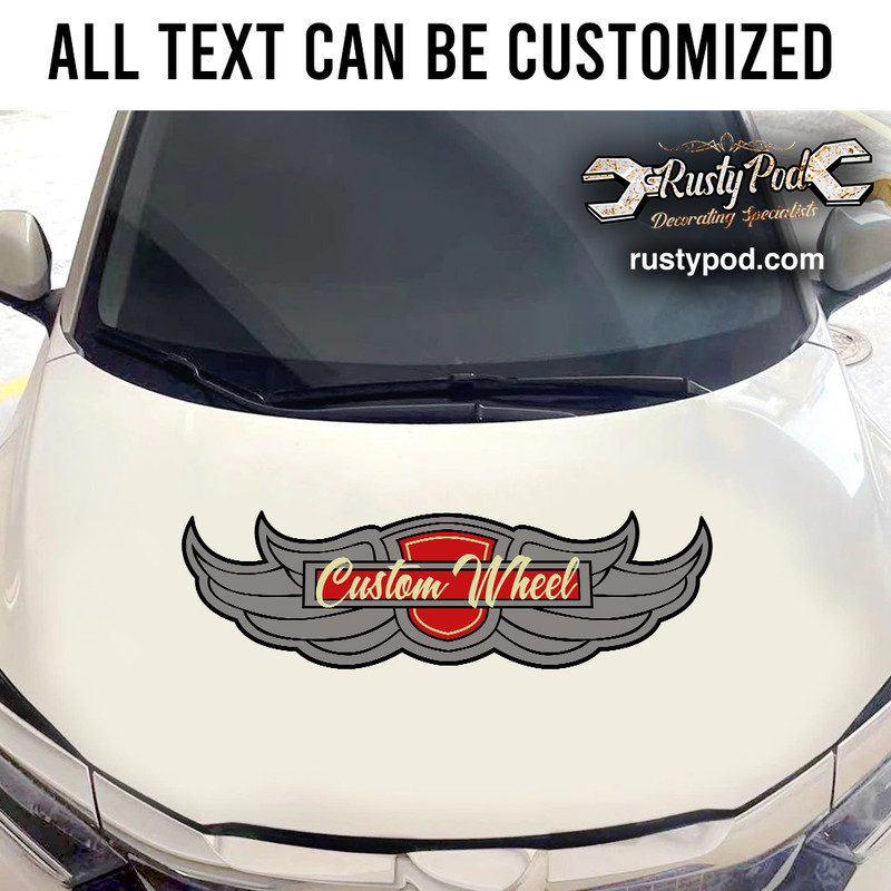 Personalized wing emblem hot rod sticker 11559 - Rustypod Store