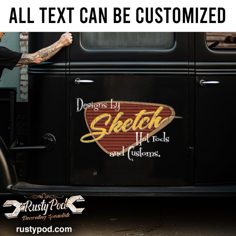 Personalized vintage patina look hot rod lettering sticker 11749 ...