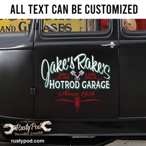 personalized pinstriping hot rod company sign sticker 12003