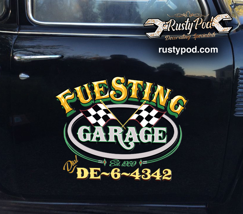 personalized hot rod garage sticker 11027 - Rustypod Store