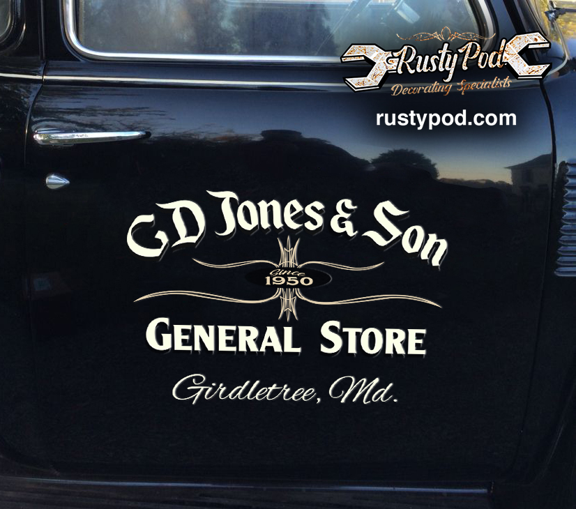Personalized Pinstripe Hot rod Garage sticker 11250 - Rustypod Store