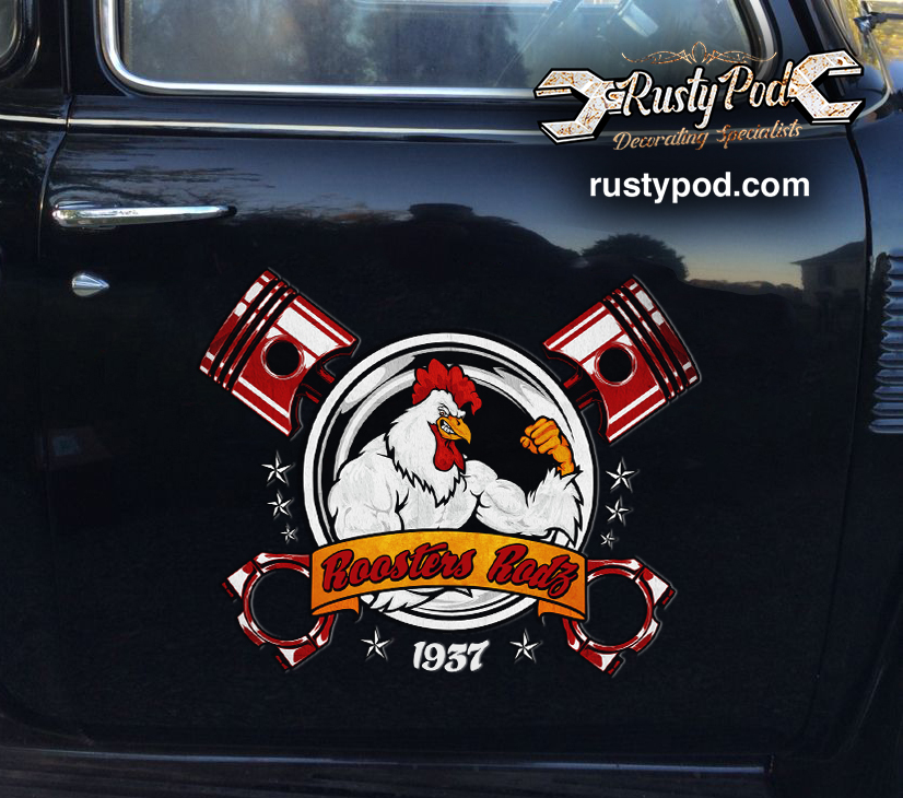 Personalized farm rooster lettering sticker 11499 - Rustypod Store