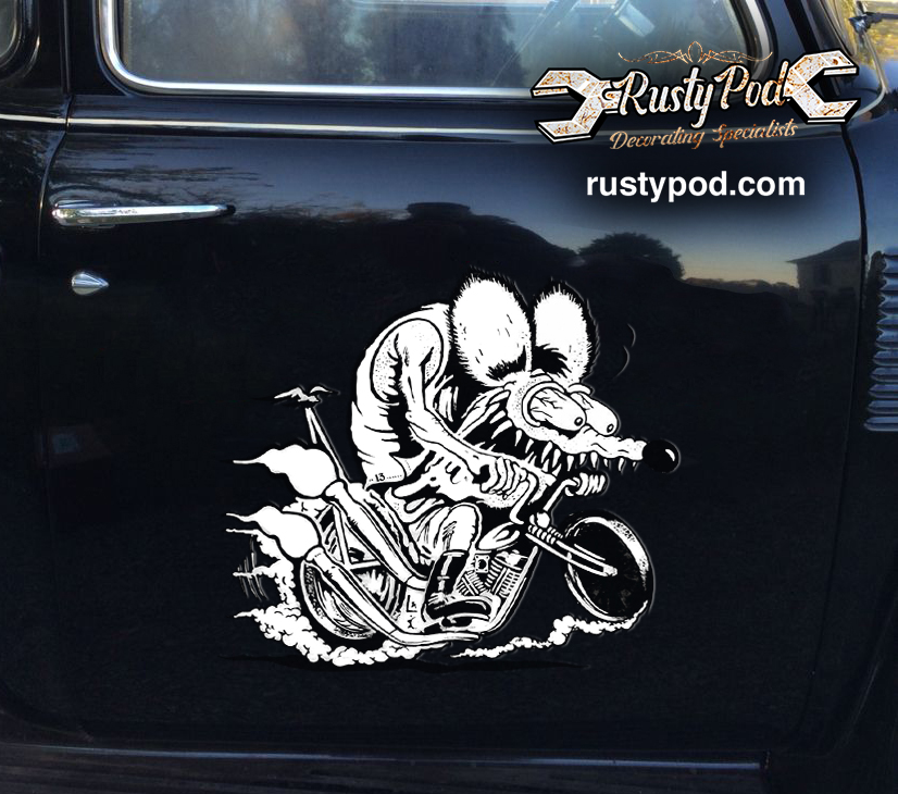 Rat fink black and white sticker 11591 - Rustypod Store