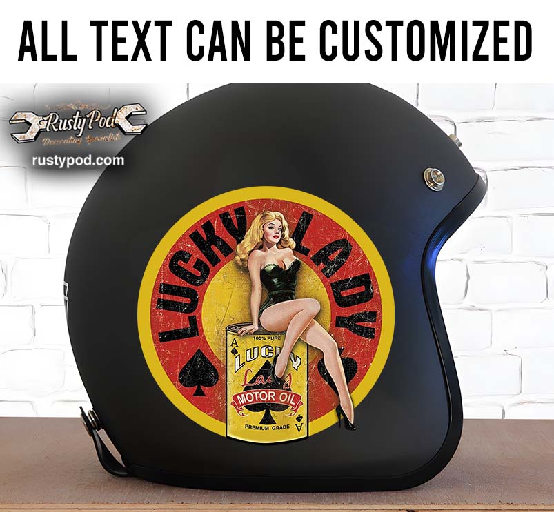 luck lady motor oil sticker 12069 - Rustypod Store