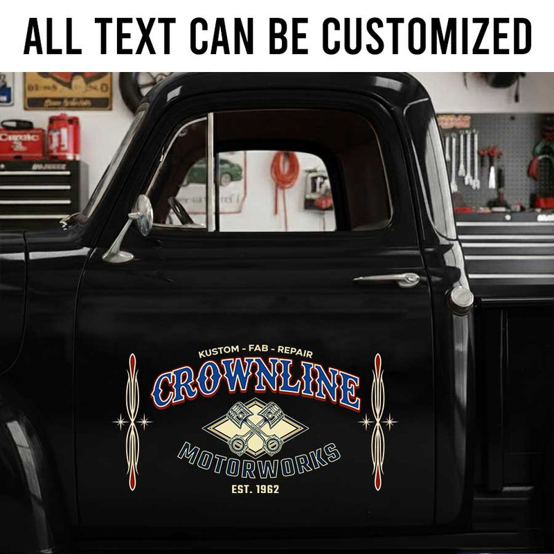 personalized motorwork garage sign decal hot rod garage sign decal crossing piston logo sticker 14100