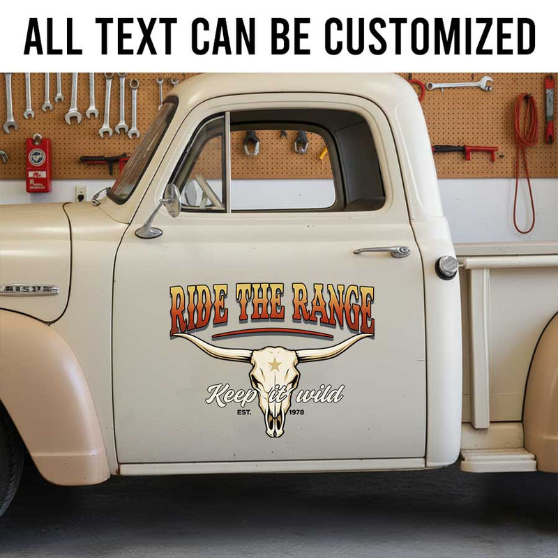 personalized long horn farm sign decal car lettering decal kustom kulture art decal ranch sign sticker 14103