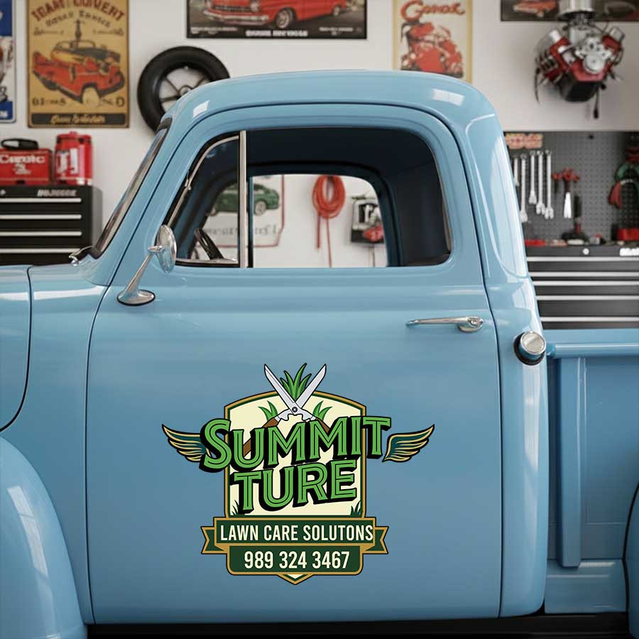 Personalized Shears and Wings Decal for Truck Door with Vintage Automotive Design sticker 14364